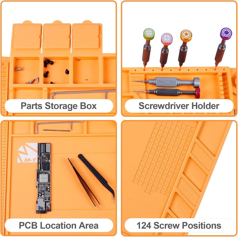 MT Premium Heat Resistant 932°F Silicone Soldering Mat, 17.7 "x 11.8" Anti Static Magnetic Electronic Repair Work Mat for Soldering, Computer Cellphone, BGA Soldering Gun Iron Workbench Protection - Image 4